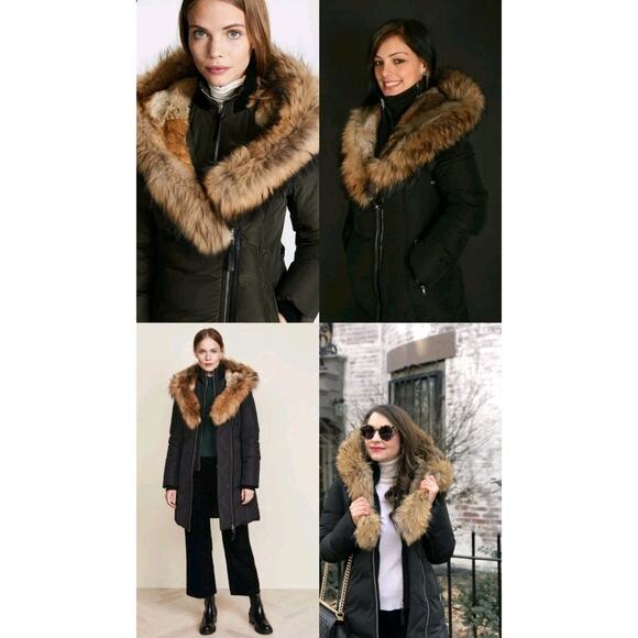 $1800 Mackage Trish Black Hooded Kay Down Parka Coat Jacket W Fur Collar Sz XXS - Picture 4 of 16